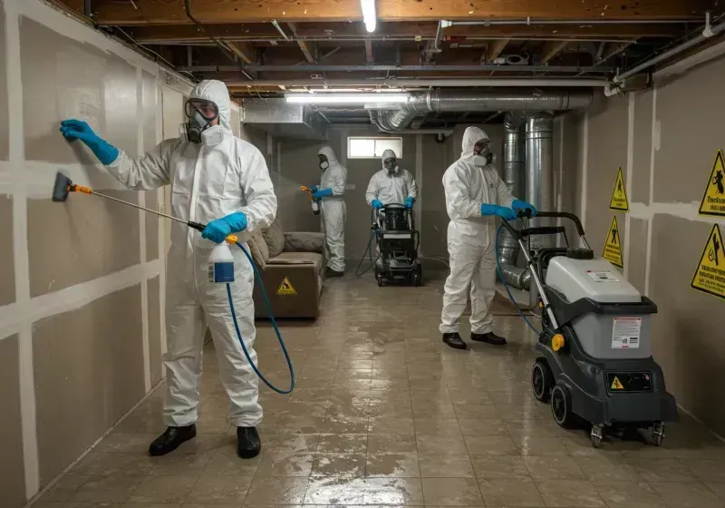 Basement Moisture Removal and Structural Drying process in Bishop, TX